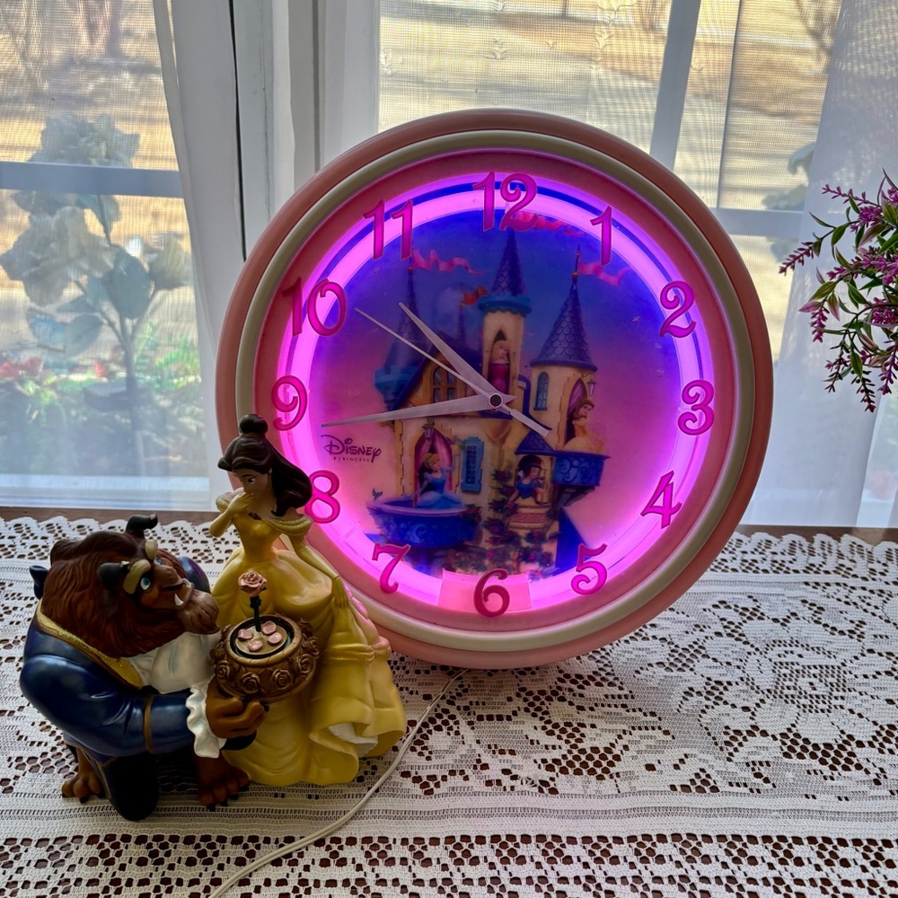 Disney Pink and Purple Illuminated Castle Wall Clock